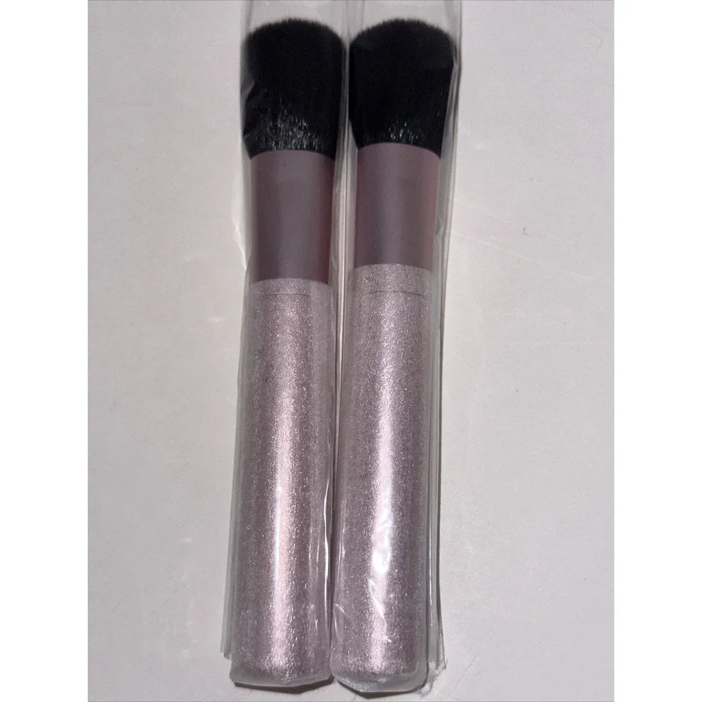 Mally Beauty Makeup Brush Set 2 Piece Metallic Pink Mauve Powder Blush Brushes